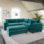 Large 4 Seater Corner Sofa in Teal Velvet with Matching Footstool - Pandora