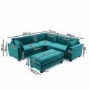 Large 4 Seater Corner Sofa in Teal Velvet with Matching Footstool - Pandora