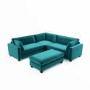 Large 4 Seater Corner Sofa in Teal Velvet with Matching Footstool - Pandora