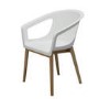 GRADE A1 - White Moulded Designer Chair With Wooden Legs in Beech