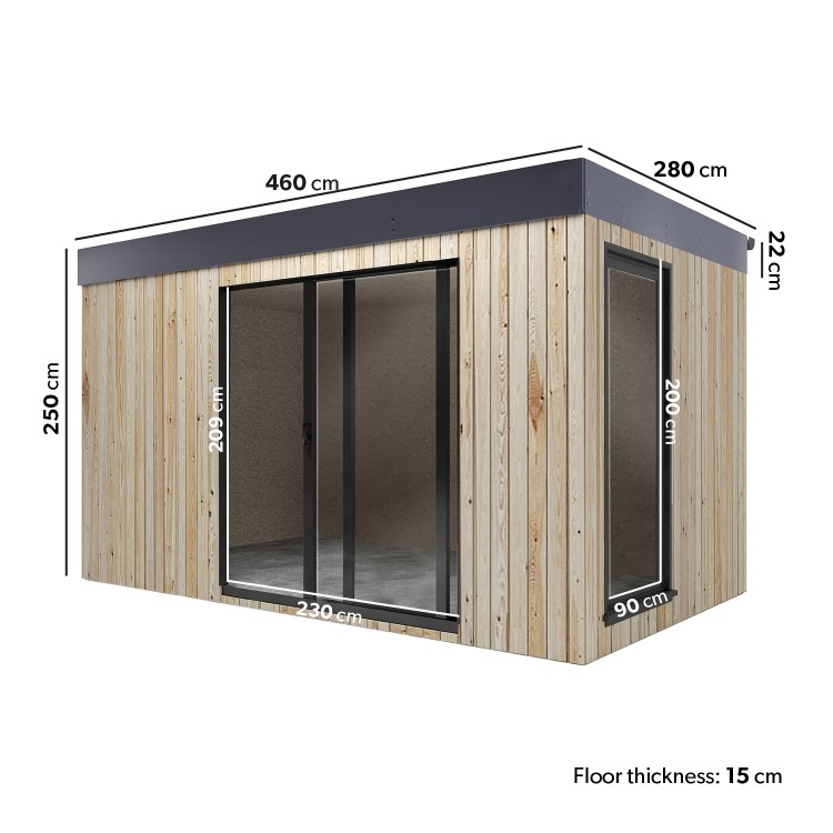 Insulated Wooden Garden Room - 2.5m x 4.6m - Lusso