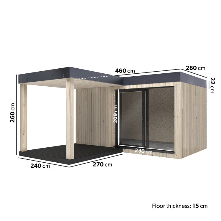 Insulated Garden Room with Veranda - 2.5m x 4.6m - Lusso