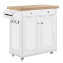 PORTKITWHI White Freestanding Kitchen Island on Wheels - Portland