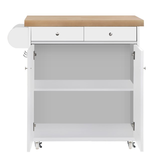 White Freestanding Kitchen Island on Wheels - Portland