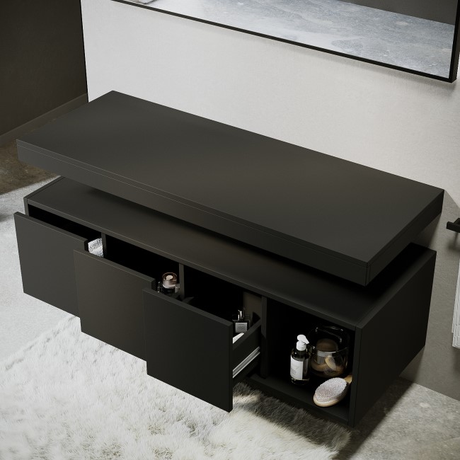 1200mm Black Wall Hung Countertop Shelves - Porto