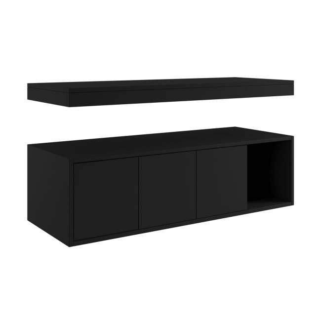 1200mm Black Wall Hung Countertop Shelves - Porto