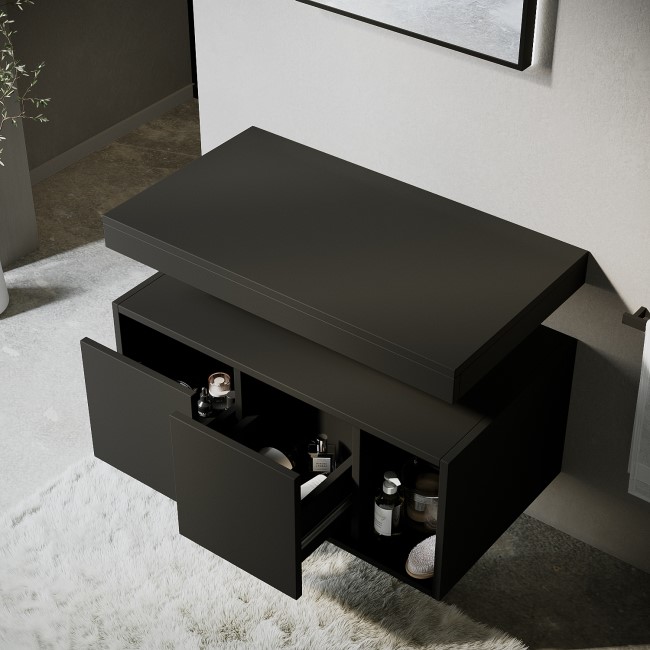 800mm Black Wall Hung Countertop Shelves - Porto