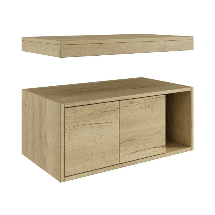 800mm Wood Effect Wall Hung Countertop Vanity Shelves - Porto