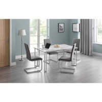 Dining Set with 4 Chairs in Grey & Faux Marble Table - Positano