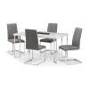 Dining Set with 4 Chairs in Grey &amp; Faux Marble Table - Positano