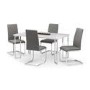 Dining Set with 4 Chairs in Grey & Faux Marble Table - Positano