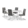 Dining Set with 4 Chairs in Grey & Faux Marble Table - Positano