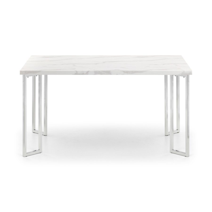 Dining Set with 4 Chairs in Grey & Faux Marble Table - Positano