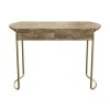 Solid Wood Office Desk with Curved Gold Legs - Piper
