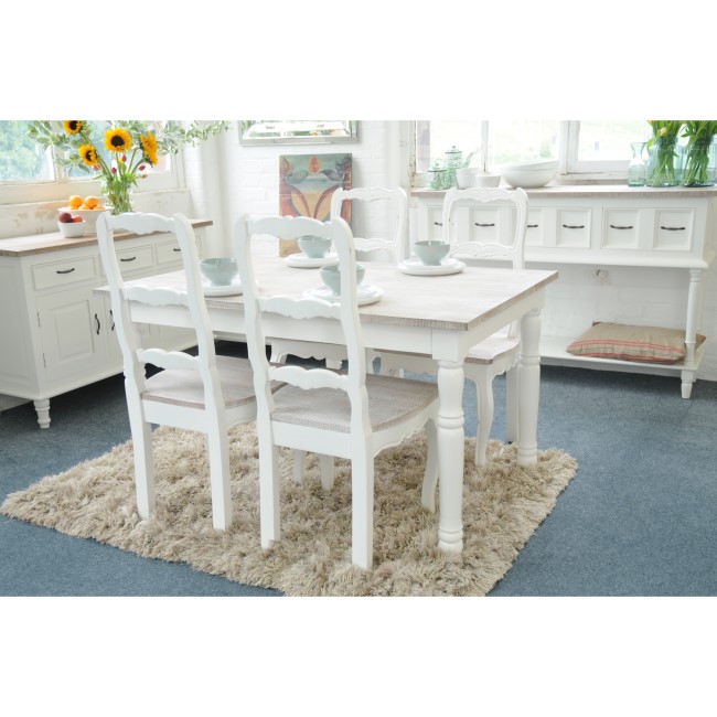 Signature North Shabby Chic White Dining Set with 4 Chairs Included