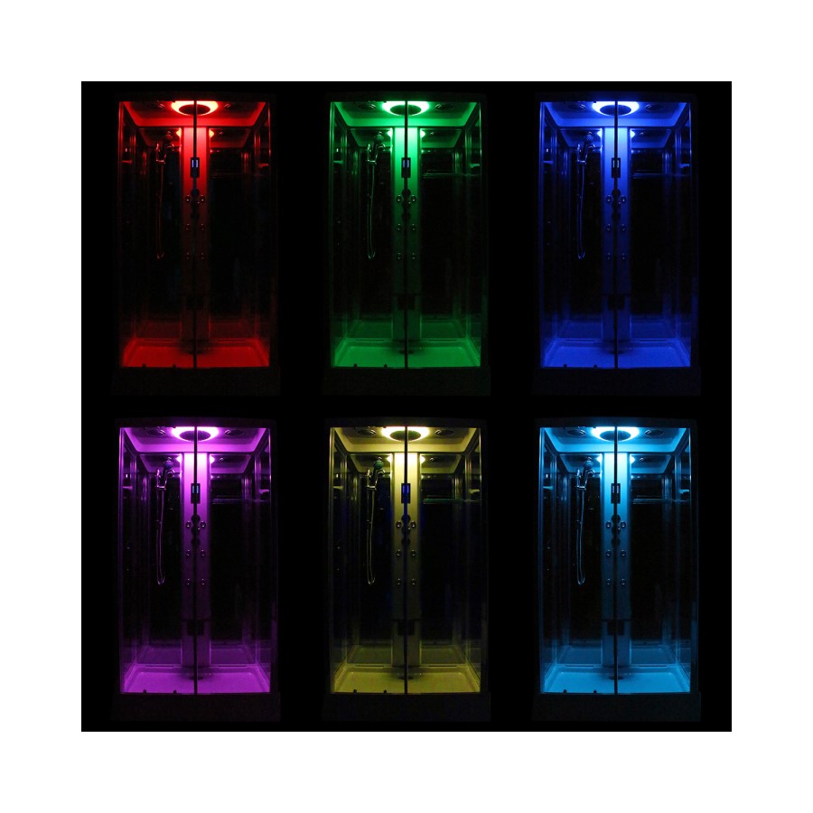 Insignia Premium Rectangular Shower Cabin with 6 Body Jets and Chromotherapy Lights 1150 x 850