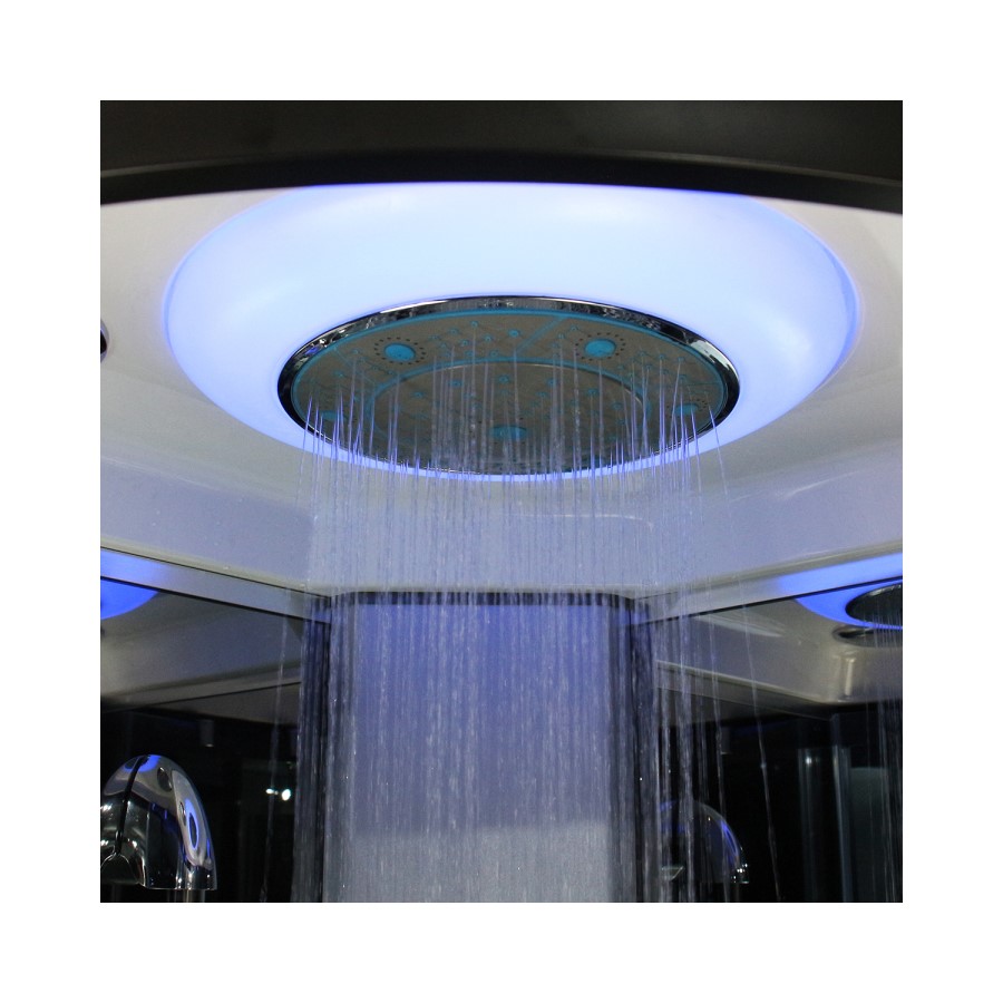 Insignia Premium Quadrant Steam Shower Cabin with Bluetooth and Chromotherapy Lights 900 x 900
