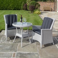 Rowlinson Prestbury 2 Seater Light Grey Rattan Garden Bistro Set
