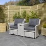 Light Grey Rattan Garden Love Seat with Storage Footstools-Prestbury 