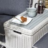 Light Grey Rattan Garden Love Seat with Storage Footstools-Prestbury 