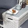 Light Grey Rattan Garden Love Seat with Storage Footstools-Prestbury 