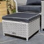 Light Grey Rattan Garden Love Seat with Storage Footstools-Prestbury 