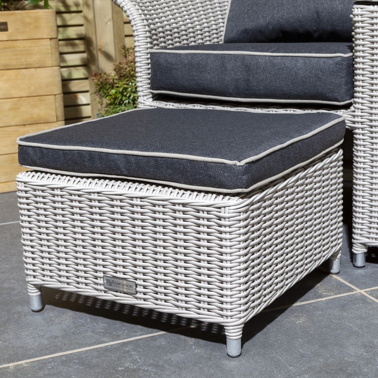 Light Grey Rattan Garden Love Seat with Storage Footstools-Prestbury 