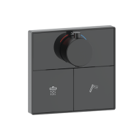 Matt Black Push Button 2 Outlet Concealed Mixer Shower Valve With Glass Front - Priya