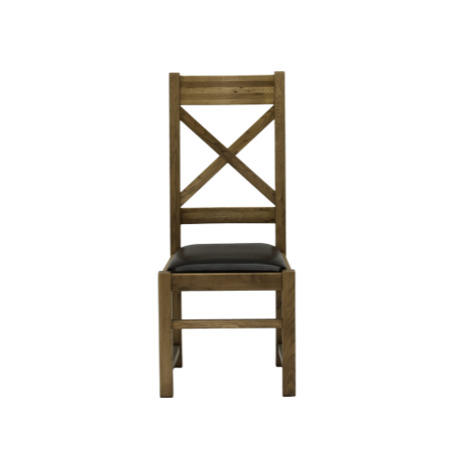 Wilkinson Furniture Laverna Solid Oak Dining Chair With Leather Seat Pad - Pair
