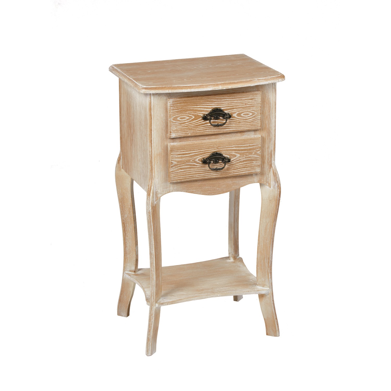 LPD Provence 2 Drawer side Table In Weathered Oak Finish