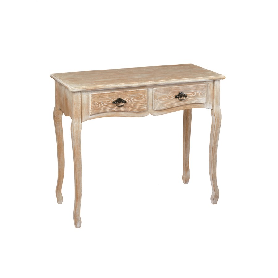 LPD Provence 2 Drawer Console Table in Weathered Oak Finish 