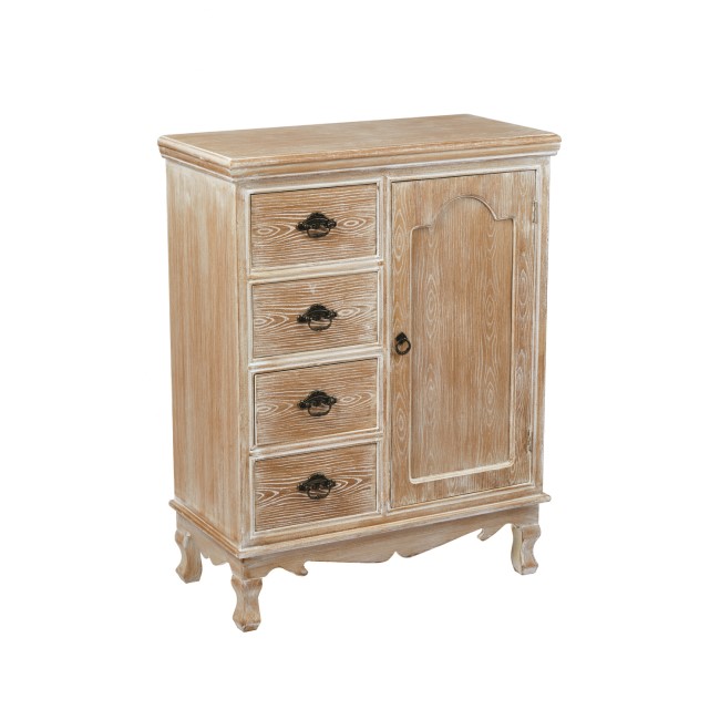 LPD Provence 4 Drawer 1 Door Sideboard in Weathered Oak Finish 