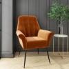 Burnt Orange Velvet Armchair with Black Legs - Contemporary - Paris