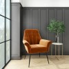 GRADE A1 - Burnt Orange Velvet Armchair with Black Legs - Contemporary - Paris