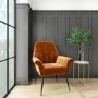 Burnt Orange Velvet Armchair with Black Legs - Contemporary - Paris