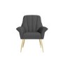 Dark Grey Linen Armchair with Gold Legs - Contemporary - Paris