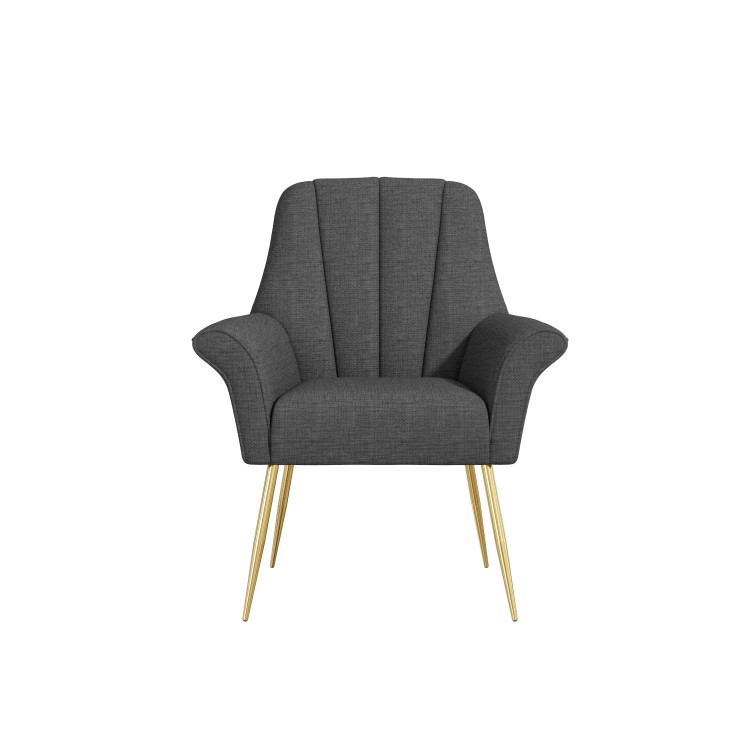 Dark Grey Linen Armchair with Gold Legs - Contemporary - Paris