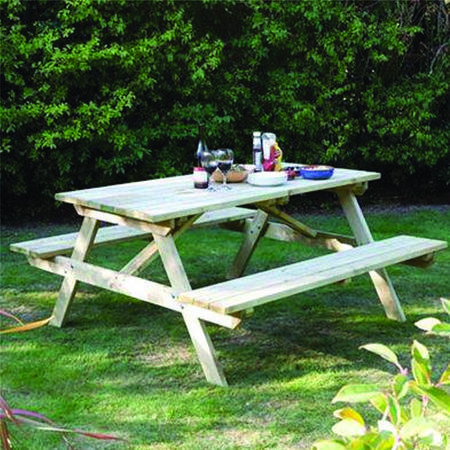 Rowlinson 4ft Wooden Garden Picnic Bench