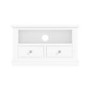 Pure White Solid Wood TV Unit Stand with Storage Drawers