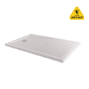 PUR13090AS 1300x800mm Anti-Slip Walk-In Rectangular Shower Tray 40mm with Drying Area - White Stone Resin - Purity