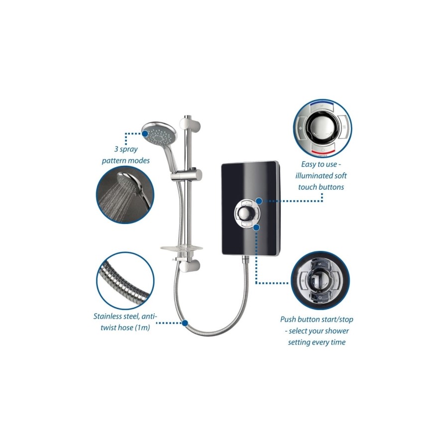 900x900mm Square Electric Hydro Shower Cabin with 8.5kw Triton Electric Shower and Shower Tray - Vidalux