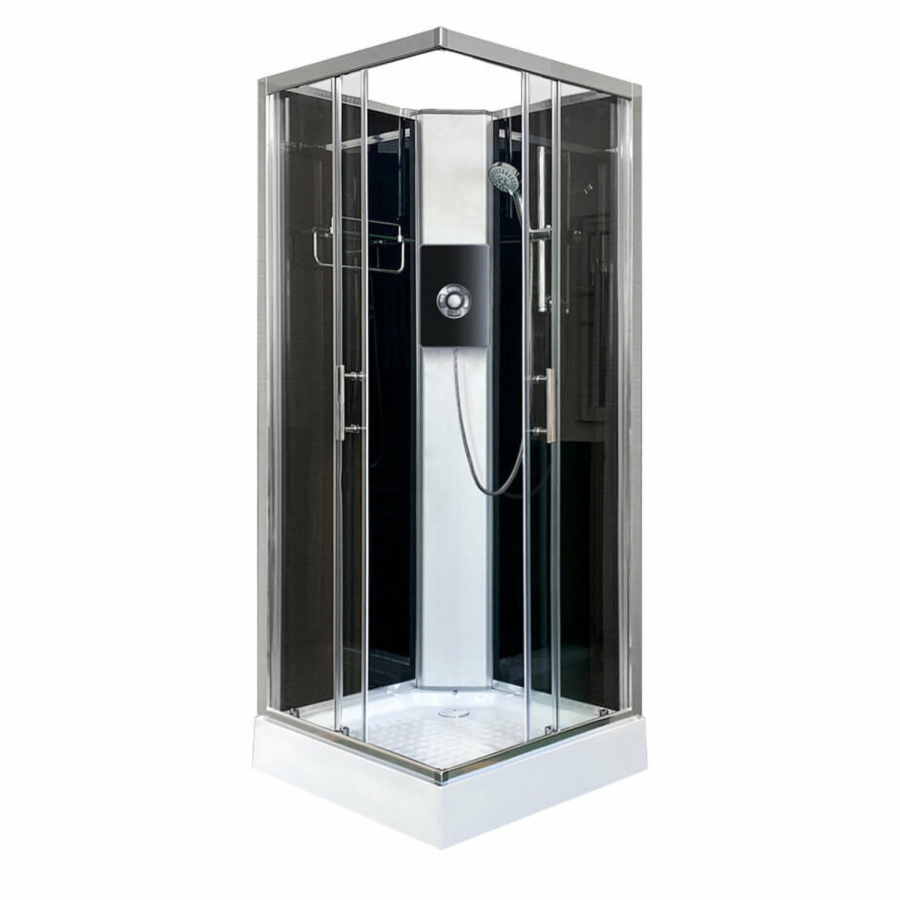 900x900mm Square Electric Hydro Shower Cabin with 9.5kw Triton Electric Shower and Shower Tray - Vidalux