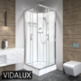 800x800mm Square Electric Hydro Shower Cabin with White Glass 8.5kw Electric Shower and Shower Tray - Vidalux