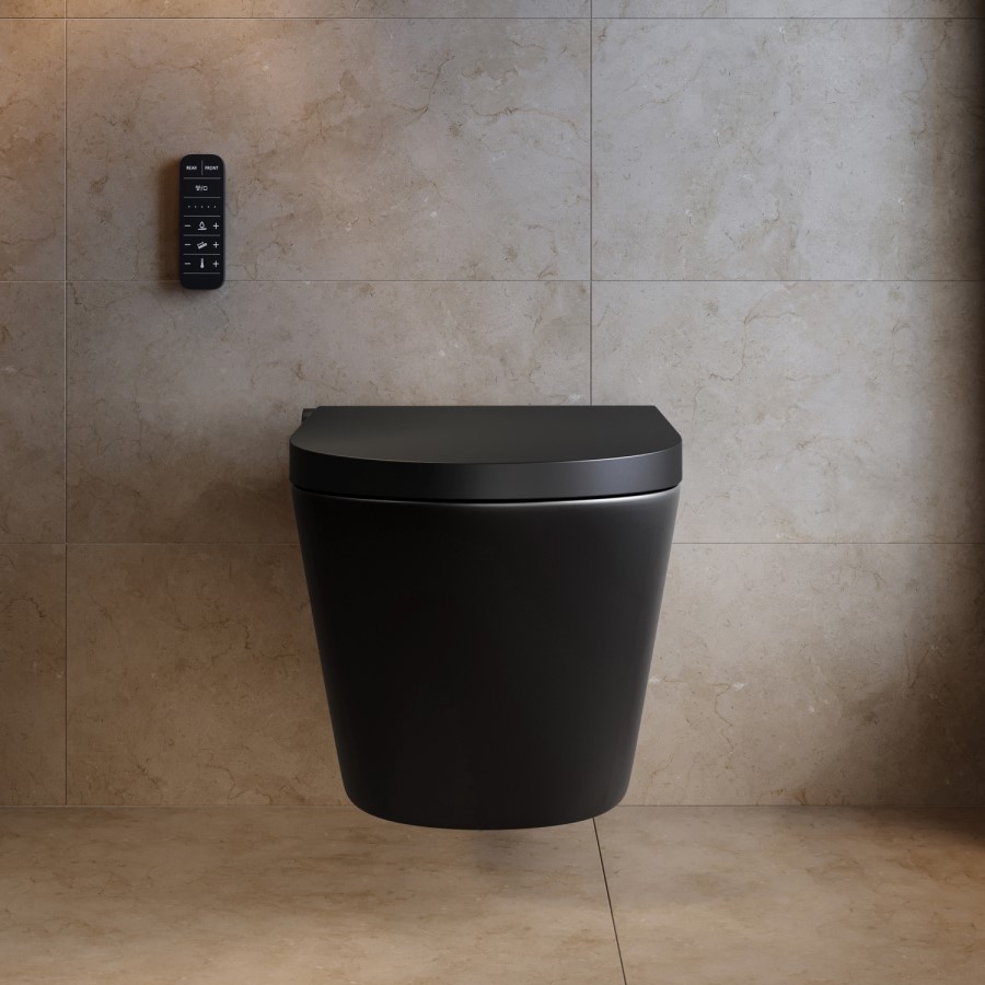Black Wall Hung Smart Bidet Japanese Toilet - Purificare