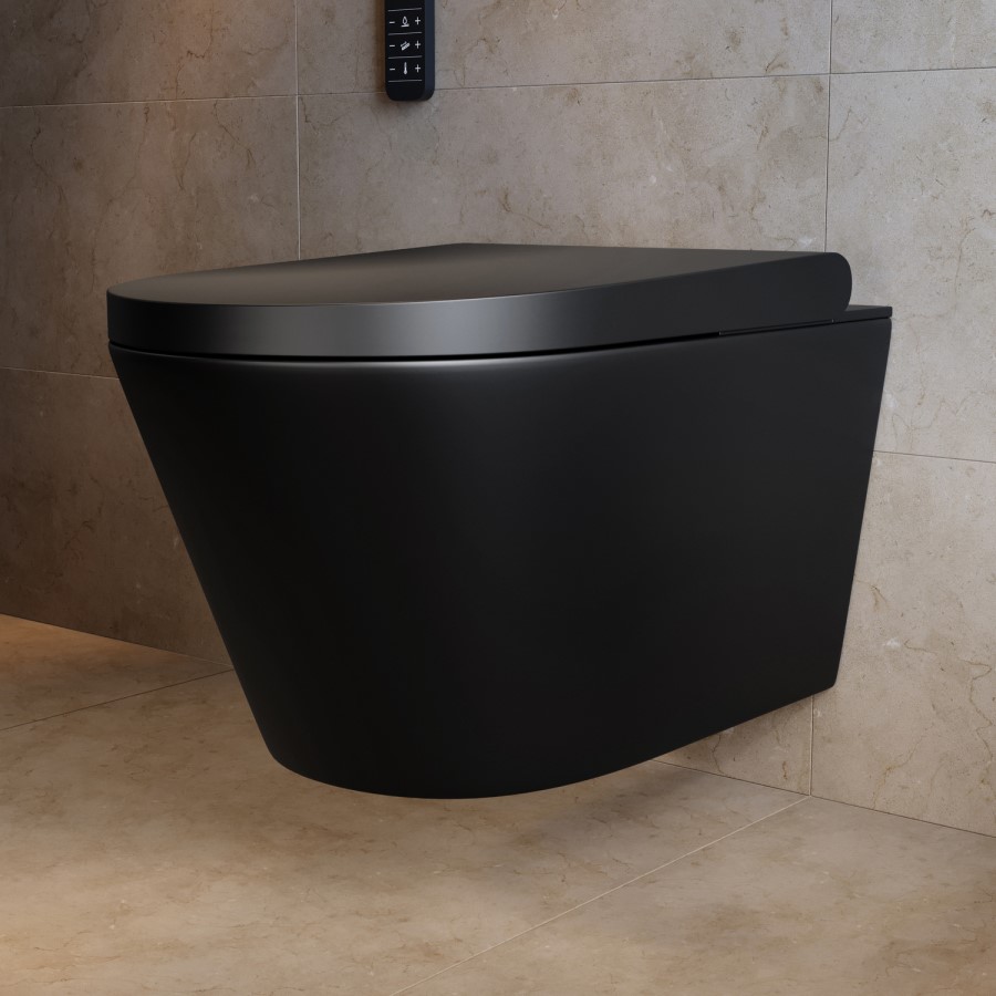 Black Wall Hung Smart Bidet Japanese Toilet - Purificare