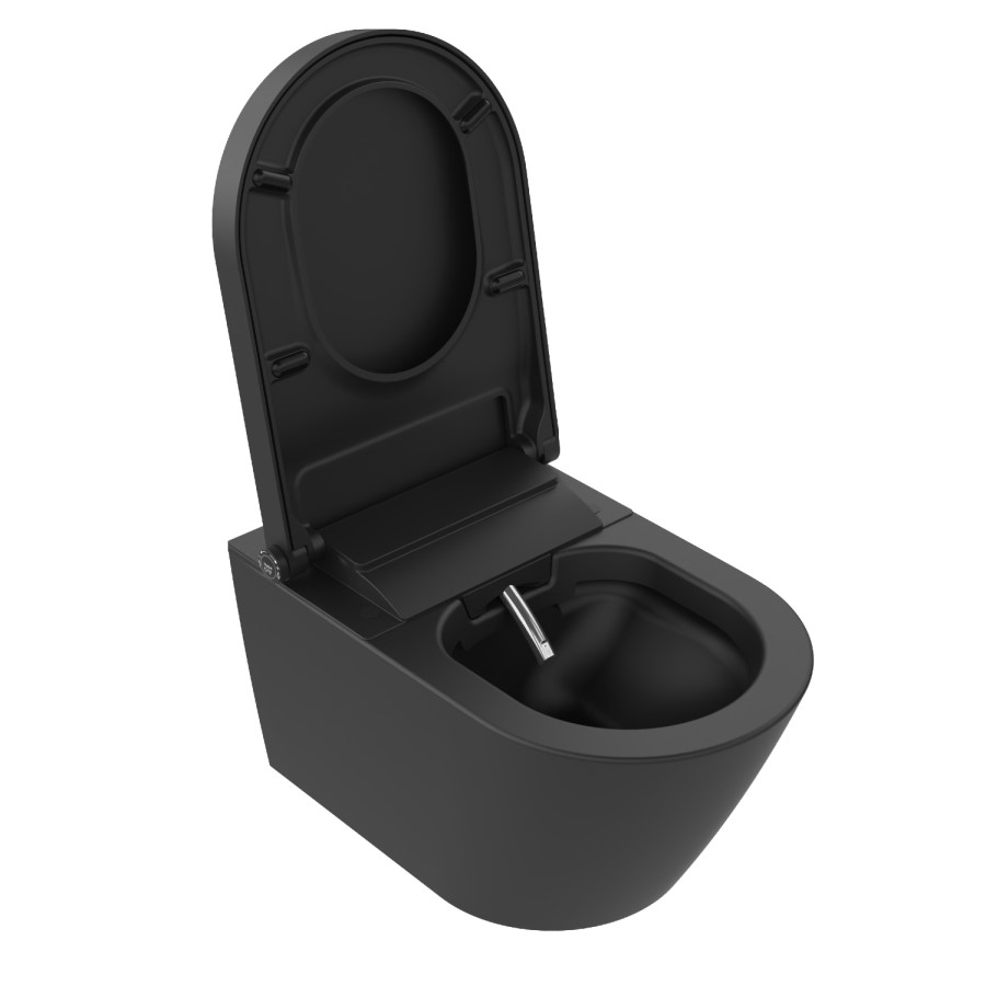 Black Wall Hung Smart Bidet Japanese Toilet - Purificare