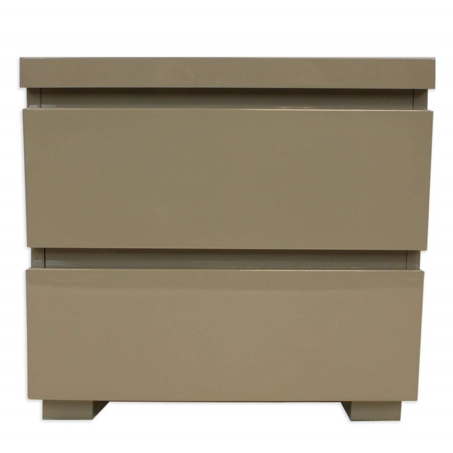 LPD Puro High Gloss Bedside Table in Stone