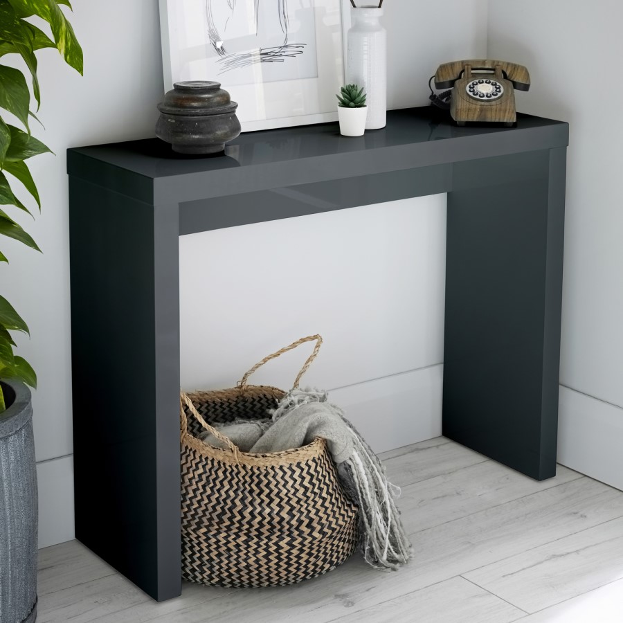 GRADE A1 - LPD Puro High Gloss Console Table in Grey