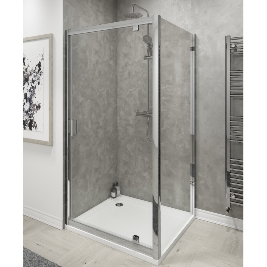 Claritas 6 Glass Pivot Door with a Chrome Frame - 760mm