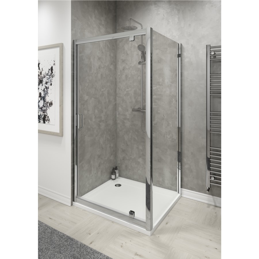 Claritas 6 Glass Pivot Door with a Chrome Frame - 760mm